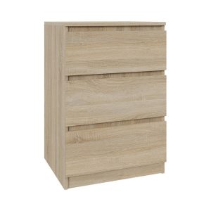 Komoda Dąb Sonoma 50 cm z 3 Szufladami – Skandynawski Styl 223359 Komoda Dąb Sonoma 50 cm z 3 Szufladami – Skandynawski Styl 223359