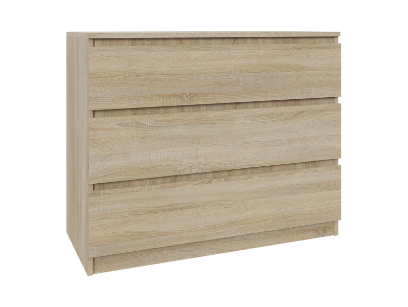 Komoda Dąb Sonoma 90 cm z 3 Szufladami - Skandynawski Styl 223349