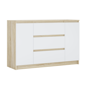 Komoda, Dąb Sonoma, Biały Matowy, 120 x 39 x 78 cm, 2 drzwi, 3 szuflady 352354 Komoda, Dąb Sonoma, Biały Matowy, 120 x 39 x 78 cm, 2 drzwi, 3 szuflady 352354