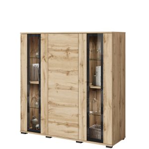 Komoda dąb wotan 120 cm CAVIO z witryną do salonu 873724 Komoda dąb wotan 120 cm CAVIO z witryną do salonu 873724