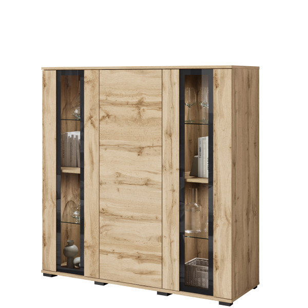 Komoda dąb wotan 120 cm CAVIO z witryną do salonu 873724