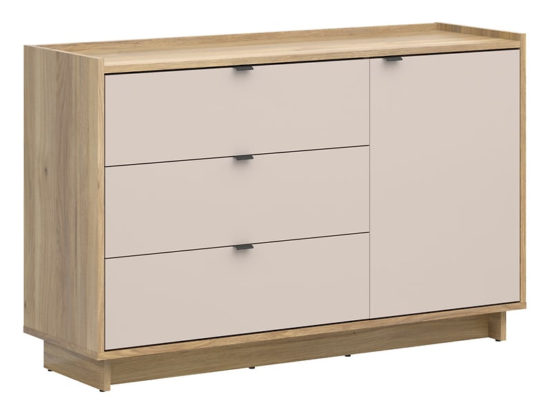 Komoda Dalva 134 cm z drzwiami i 3 szufladami dąb mauvella/kaszmir 488054