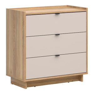 Komoda Dalva 85 cm z 3 szufladami dąb mauvella/kaszmir 1005739 Komoda Dalva 85 cm z 3 szufladami dąb mauvella/kaszmir 1005739