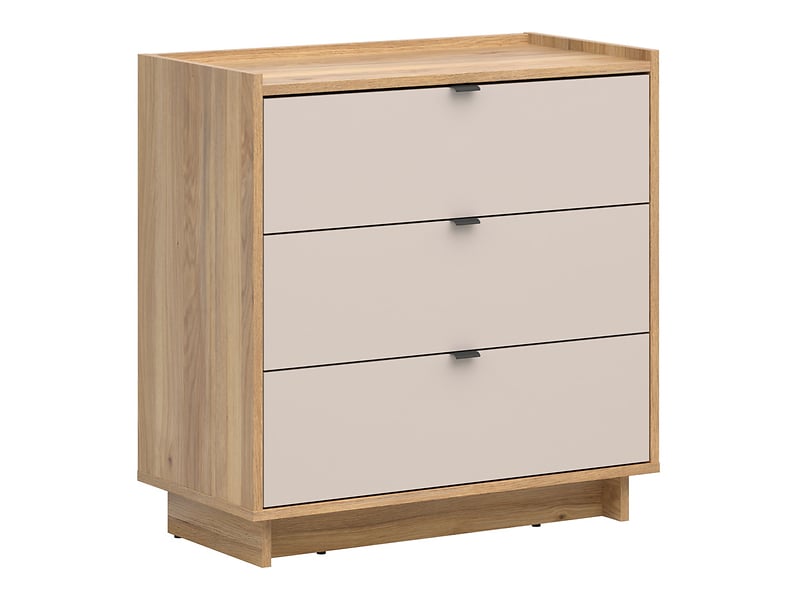 Komoda Dalva 85 cm z 3 szufladami dąb mauvella/kaszmir 1005739