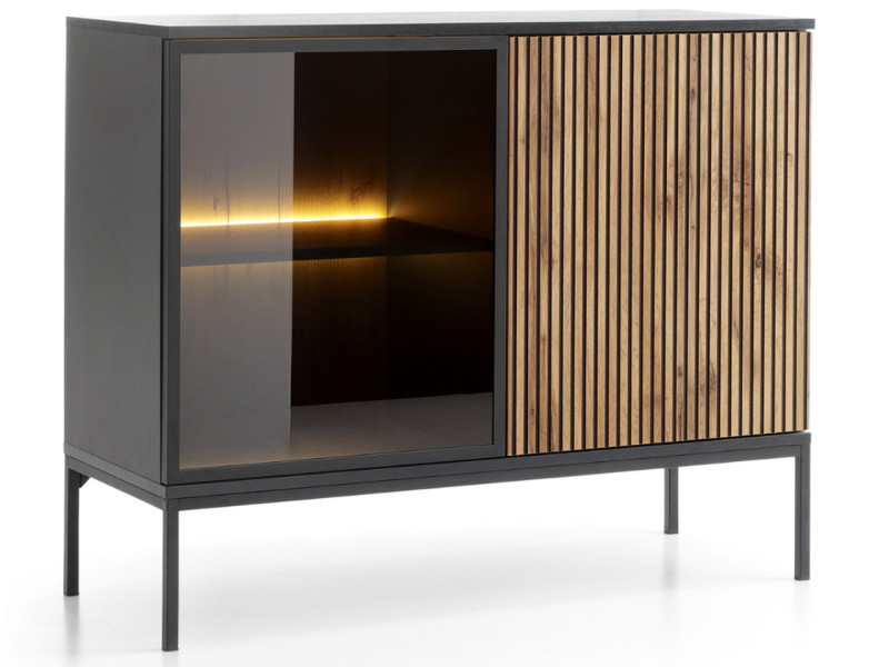 Komoda DEO 104 cm z dwoma drzwiami Dąb Wotan/Grafit 223684
