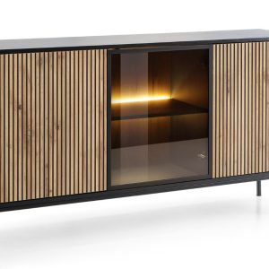 Komoda DEO 154 cm z trzema drzwiami Dąb Wotan/Grafit 223685 Komoda DEO 154 cm z trzema drzwiami Dąb Wotan/Grafit 223685