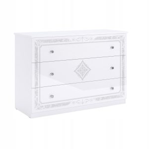 KOMODA Diamante 3 SZUFLADY biały połysk Z OZDOBNYM WZOREM 265355 KOMODA Diamante 3 SZUFLADY biały połysk Z OZDOBNYM WZOREM 265355