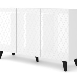 Komoda DIUNA 145 cm 3D na nóżkach biały połysk 241228 Komoda DIUNA 145 cm 3D na nóżkach biały połysk 241228