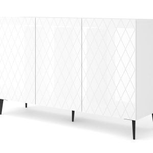 Komoda DIUNA 145 cm 3D na szpilce biały połysk 241230 Komoda DIUNA 145 cm 3D na szpilce biały połysk 241230