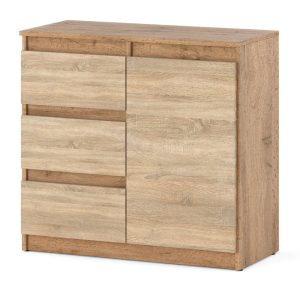 Komoda do pokoju dziecięcego 80cm 3 szuflady wotan sonoma 376136 Komoda do pokoju dziecięcego 80cm 3 szuflady wotan sonoma 376136