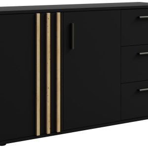 Komoda do salonu 120 cm z szufladami TALLY czarna 769541 Komoda do salonu 120 cm z szufladami TALLY czarna 769541