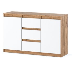 Komoda do salonu 120cm 3 szuflady młodzieżowa wotan biała 375548 Komoda do salonu 120cm 3 szuflady młodzieżowa wotan biała 375548