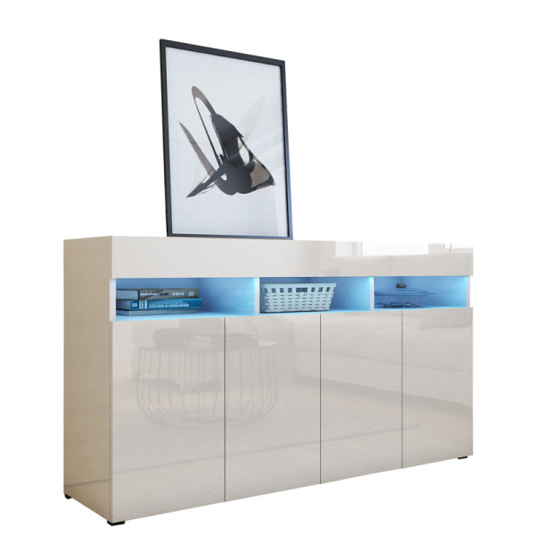Komoda do salonu 140 cm biały połysk PREMIUM 732817