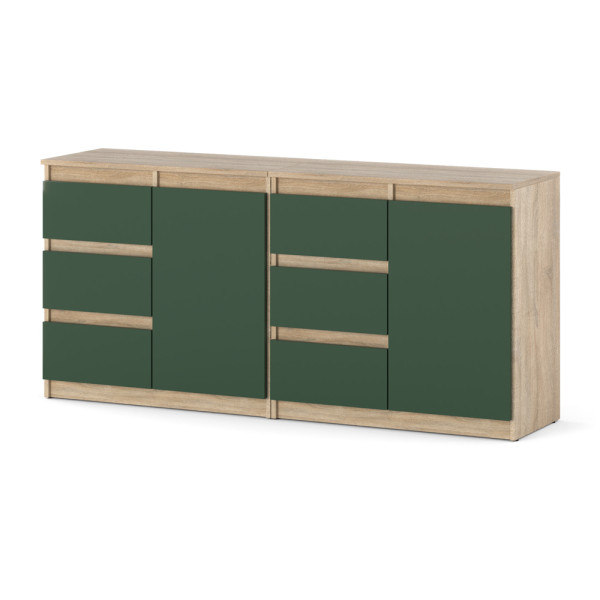 Komoda do salonu 160cm nowoczesna sonoma butelkowa zieleń 595372