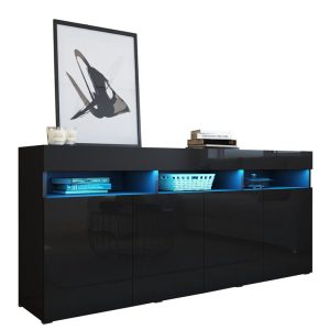 Komoda do salonu 175 cm czarny połysk PREMIUM 732813 Komoda do salonu 175 cm czarny połysk PREMIUM 732813