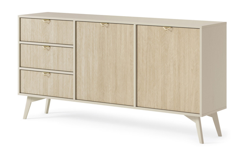 Komoda do salonu 2D3S FIRR / beż piaskowy + jodełka skandi 326099
