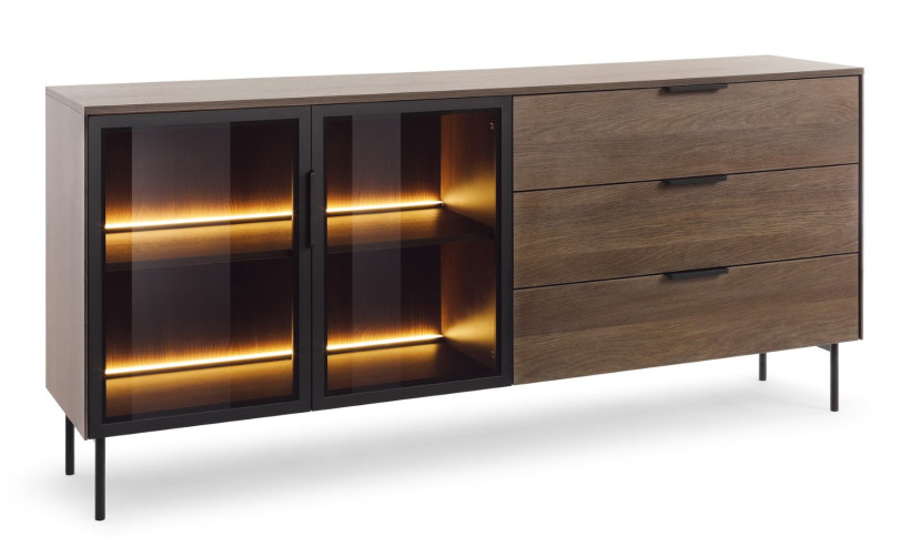 Komoda do salonu 2D3S + LED LUMIN w kolorze Dąb Dunin 797442