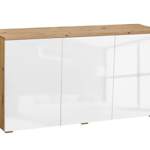 Komoda do salonu 3D biały połysk 138 cm elegancka 982795 Komoda do salonu 3D biały połysk 138 cm elegancka 982795
