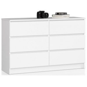 Komoda do salonu, 6 szuflad, STILO, 120x40x77 cm, biel, mat | TYLETEGOTU 988851