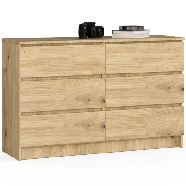 Komoda do salonu, 6 szuflad, STILO, 120x40x77, dąb artisan | TYLETEGOTU 988837