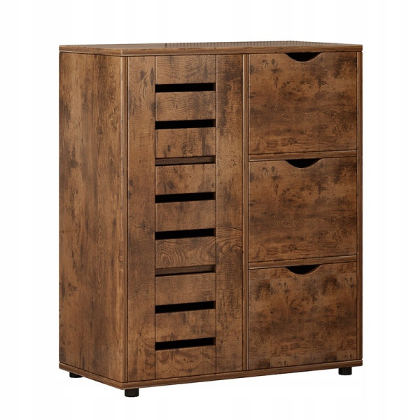 Komoda do salonu ciemny brąz szafka pojemna drewniana półki loft 3 szuflady 594907