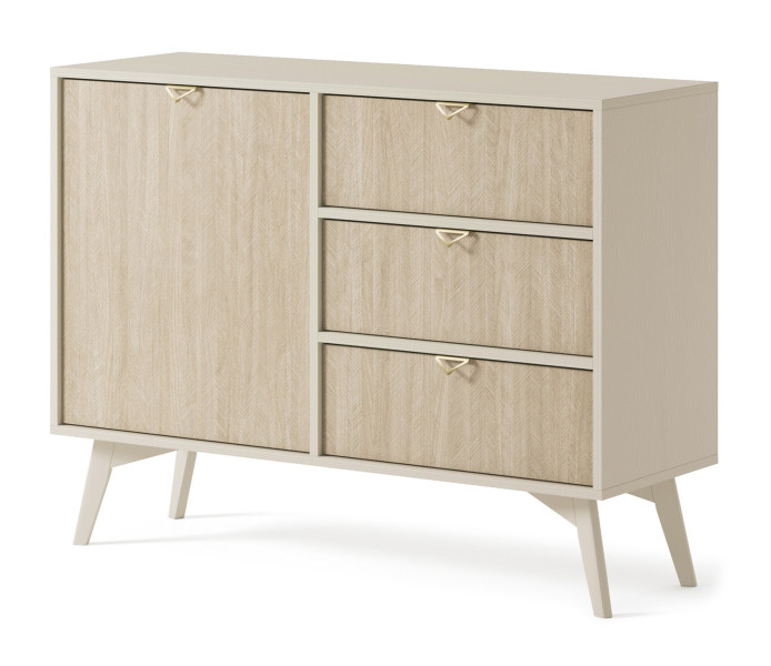 Komoda do salonu D3S FIRR / beż piaskowy + jodełka skandi 324115