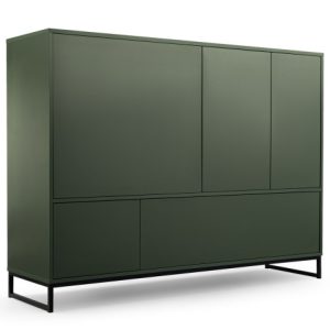 Komoda do salonu GENUA zieleń butelkowa na czarnym stelażu 330160