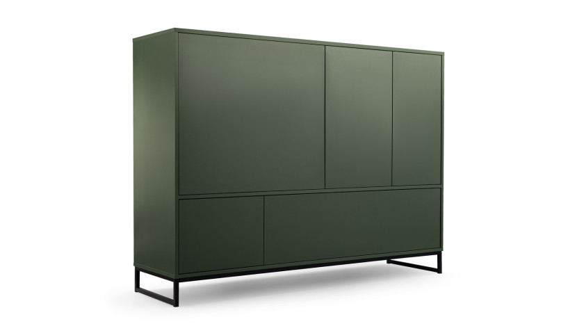 Komoda do salonu GENUA zieleń butelkowa na czarnym stelażu 330160