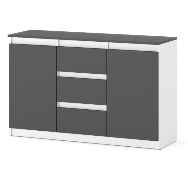Komoda do salonu nowoczesna 120cm 3 szuflady biała szara mat 376290