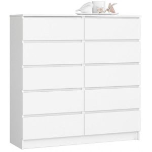 Komoda do salonu, STILO, 10 szuflad, 120x40x121 cm, biel, mat | TYLETEGOTU 988797 Komoda do salonu, STILO, 10 szuflad, 120x40x121 cm, biel, mat | TYLETEGOTU 988797