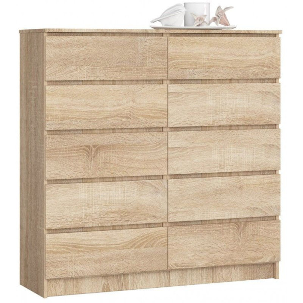 Komoda do salonu, STILO, 10 szuflad, 120x40x121, sonoma, mat | TYLETEGOTU 988913