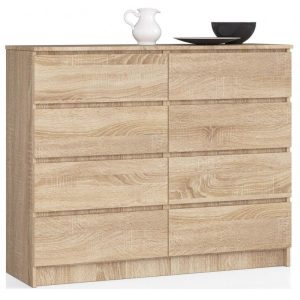 Komoda do salonu, STILO, 8 szuflad, 120cm, dąb sonoma, mat | TYLETEGOTU 988804 Komoda do salonu, STILO, 8 szuflad, 120cm, dąb sonoma, mat | TYLETEGOTU 988804