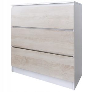 Komoda do salonu sypialni 3 szuflady 80 cm Zoe Biała Dąb Sonoma 771130 Komoda do salonu sypialni 3 szuflady 80 cm Zoe Biała Dąb Sonoma 771130