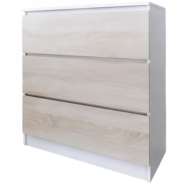 Komoda do salonu sypialni 3 szuflady 80 cm Zoe Biała Dąb Sonoma 771130