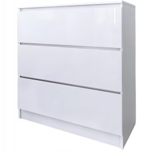 Komoda do salonu sypialni 3 szuflady MDF 80 cm Zoe Biała Biały Połysk 771141