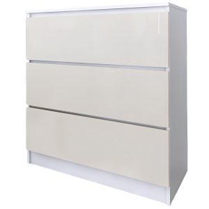 Komoda do salonu sypialni 3 szuflady MDF 80 cm Zoe Biała Wanilia Połysk 771140