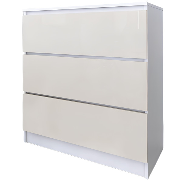 Komoda do salonu sypialni 3 szuflady MDF 80 cm Zoe Biała Wanilia Połysk 771140