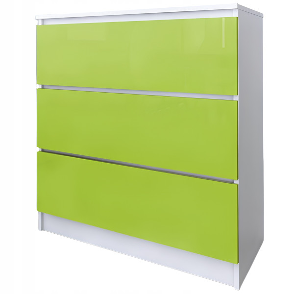 Komoda do salonu sypialni 3 szuflady MDF 80 cm Zoe Biała Zielony Połysk 771125