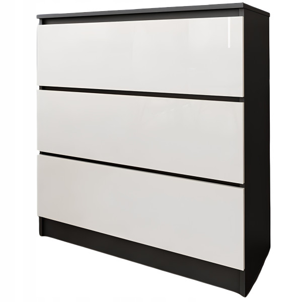 Komoda do salonu sypialni 3 szuflady MDF 80 cm Zoe Czarna Wanilia Połysk 771135