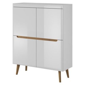 Komoda do salonu wysokie nogi NODIS 107 cm Biały Połysk 355599 Komoda do salonu wysokie nogi NODIS 107 cm Biały Połysk 355599