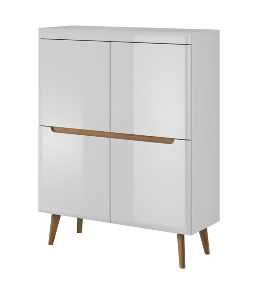 Komoda do salonu wysokie nogi NODIS 107 cm Biały Połysk 355599