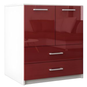Komoda do salonu z szufladami drzwiami Amari Biały MDF Czerwony Połysk 771715