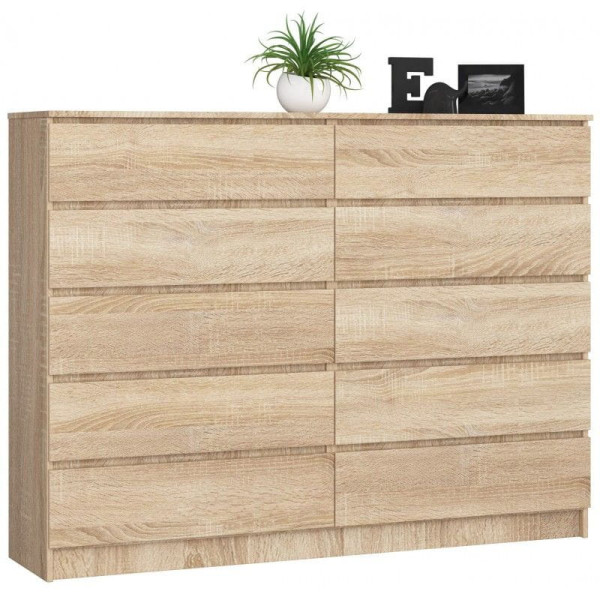 Komoda do sypialni, 10 szuflad, STILO, 160x40x121, dąb sonoma | TYLETEGOTU 988867