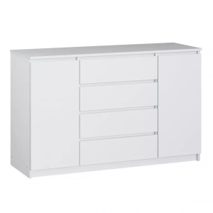 Komoda do sypialni 138 cm biały 4 szuflady modna i praktyczna 877055 Komoda do sypialni 138 cm biały 4 szuflady modna i praktyczna 877055