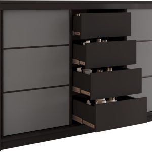 Komoda do sypialni 160 cm z szufladami LOFT czarny / grafit 701820 Komoda do sypialni 160 cm z szufladami LOFT czarny / grafit 701820