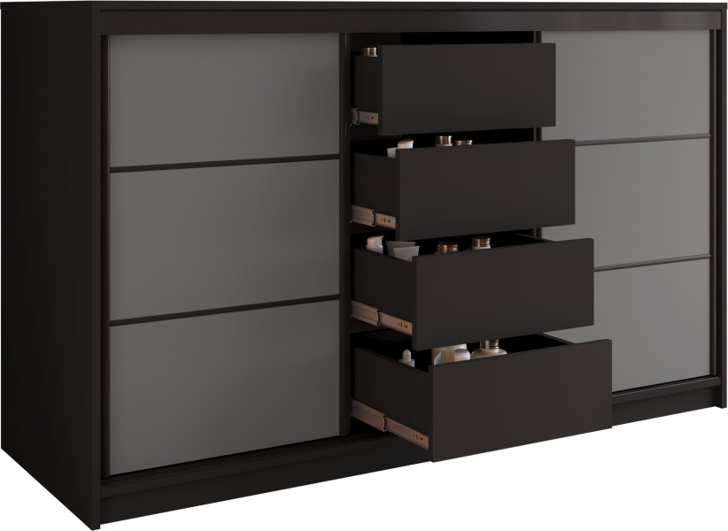 Komoda do sypialni 160 cm z szufladami LOFT czarny / grafit 701820