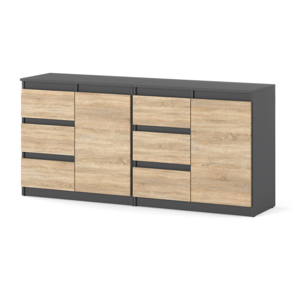 Komoda do sypialni 160cm szara dąb sonoma pojemna szafka 595290