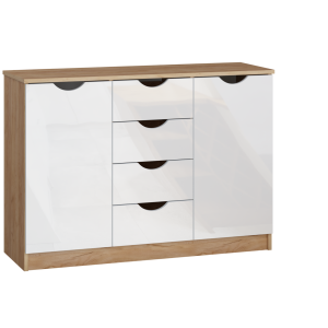 Komoda do sypialni 2D/4S 120 cm biały 4 szuflady modna i praktyczna 877053 Komoda do sypialni 2D/4S 120 cm biały 4 szuflady modna i praktyczna 877053