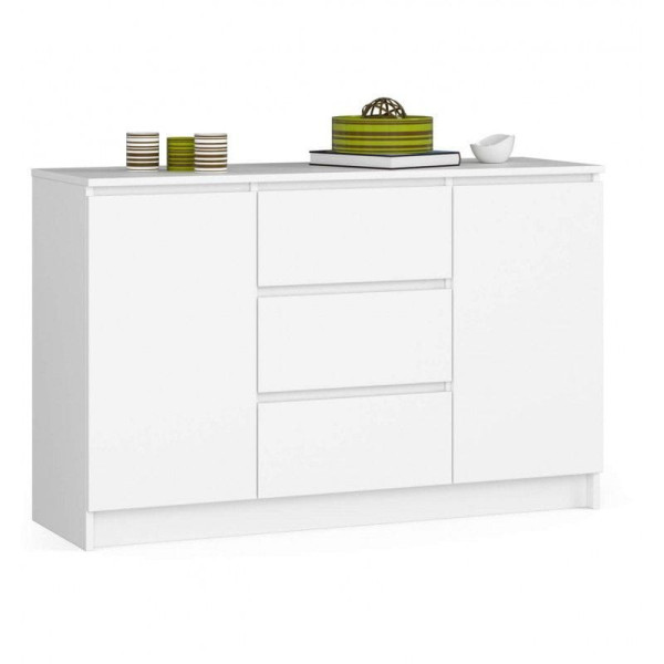 Komoda do sypialni, 3 szuflady, PLENO, 120x40x77 cm, biel, mat | TYLETEGOTU 988847