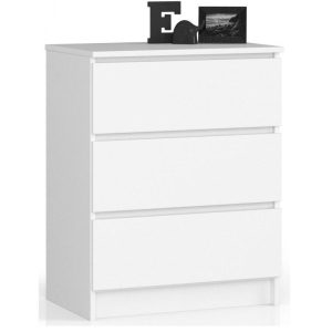 Komoda do sypialni, 3 szuflady, STILO, 60x40x77 cm, biel, mat | TYLETEGOTU 988863 Komoda do sypialni, 3 szuflady, STILO, 60x40x77 cm, biel, mat | TYLETEGOTU 988863